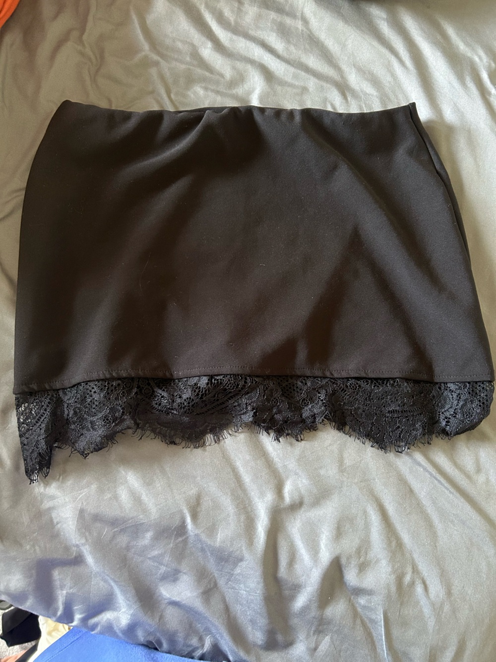 Black Lace Trim mini skirt